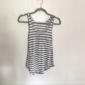 FREE PEOPLE GRAY WHITE STRIPED POCKET RACER BACK